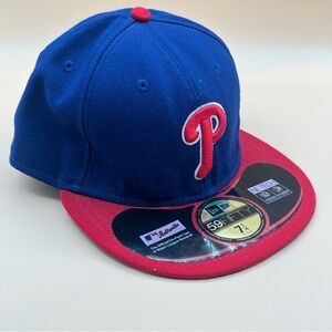 Philadelphia Phillies MLB New Era 59Fifty Blue Red Fitted Hat NWT 7 3/4